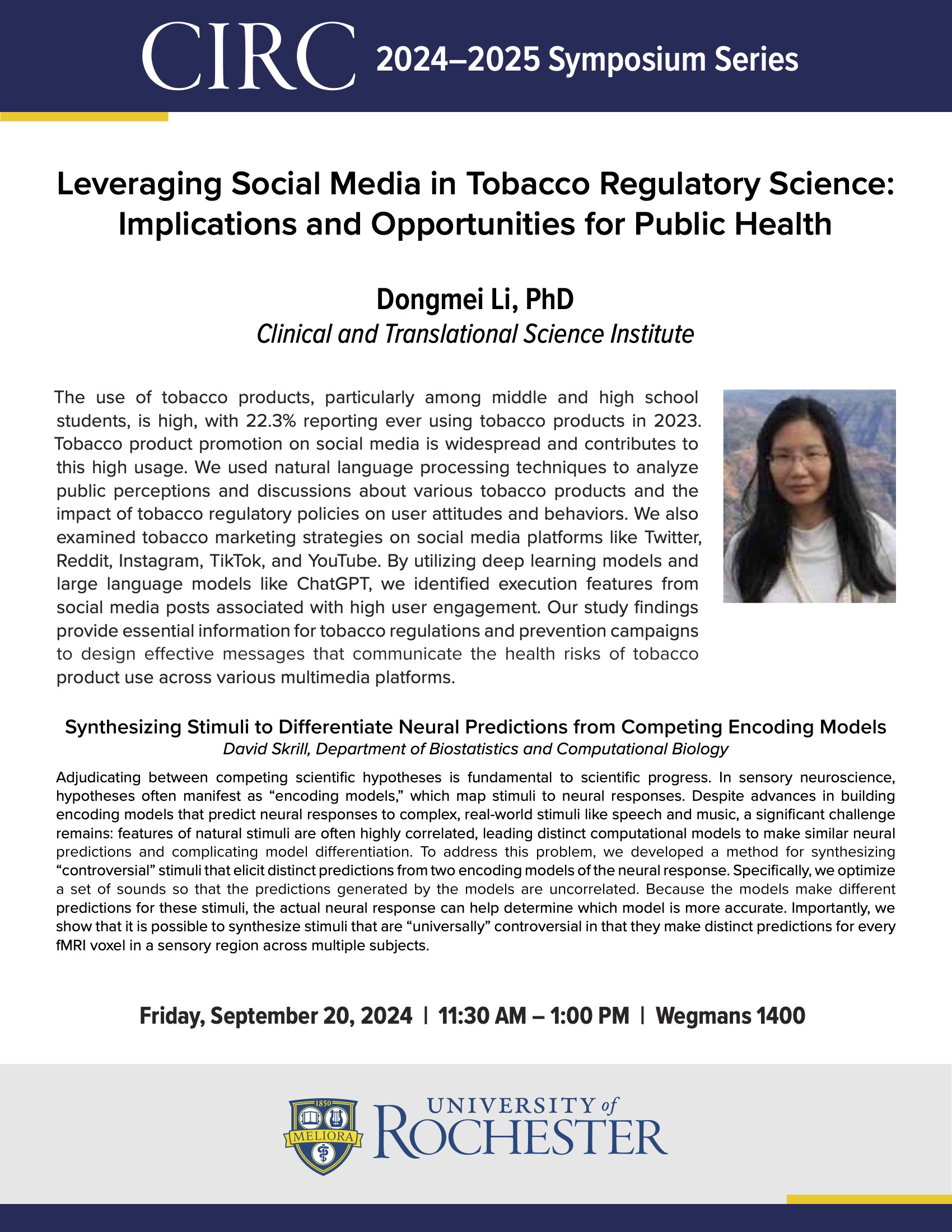 Leveraging Social Media in Tobacco Regulatory Science:
Implications and Opportunities for Public Health
Dongmei Li, PhD