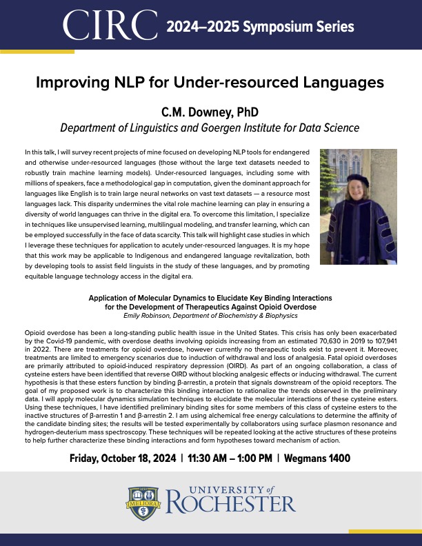 Improving NLP for under-resourced languages
C.M, Downey, PhD